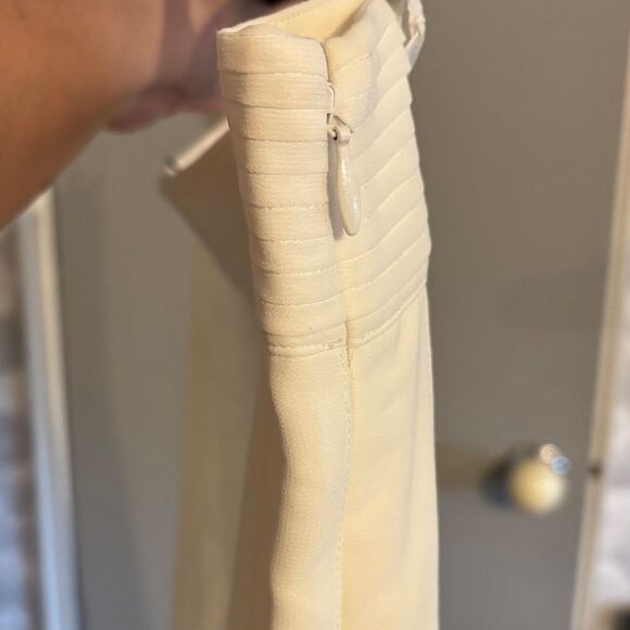 Edward Achour Paris Knee Length Chiffon Pleated Skirt - Ivory sz 46 - Picture 10 of 14